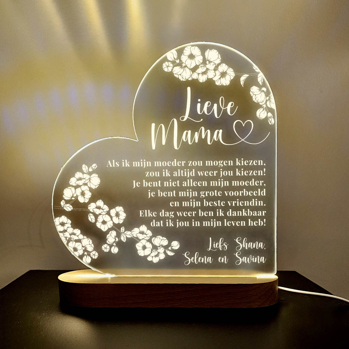 Ik zou altijd jou kiezen! Hart Ledlamp - Bella Mia