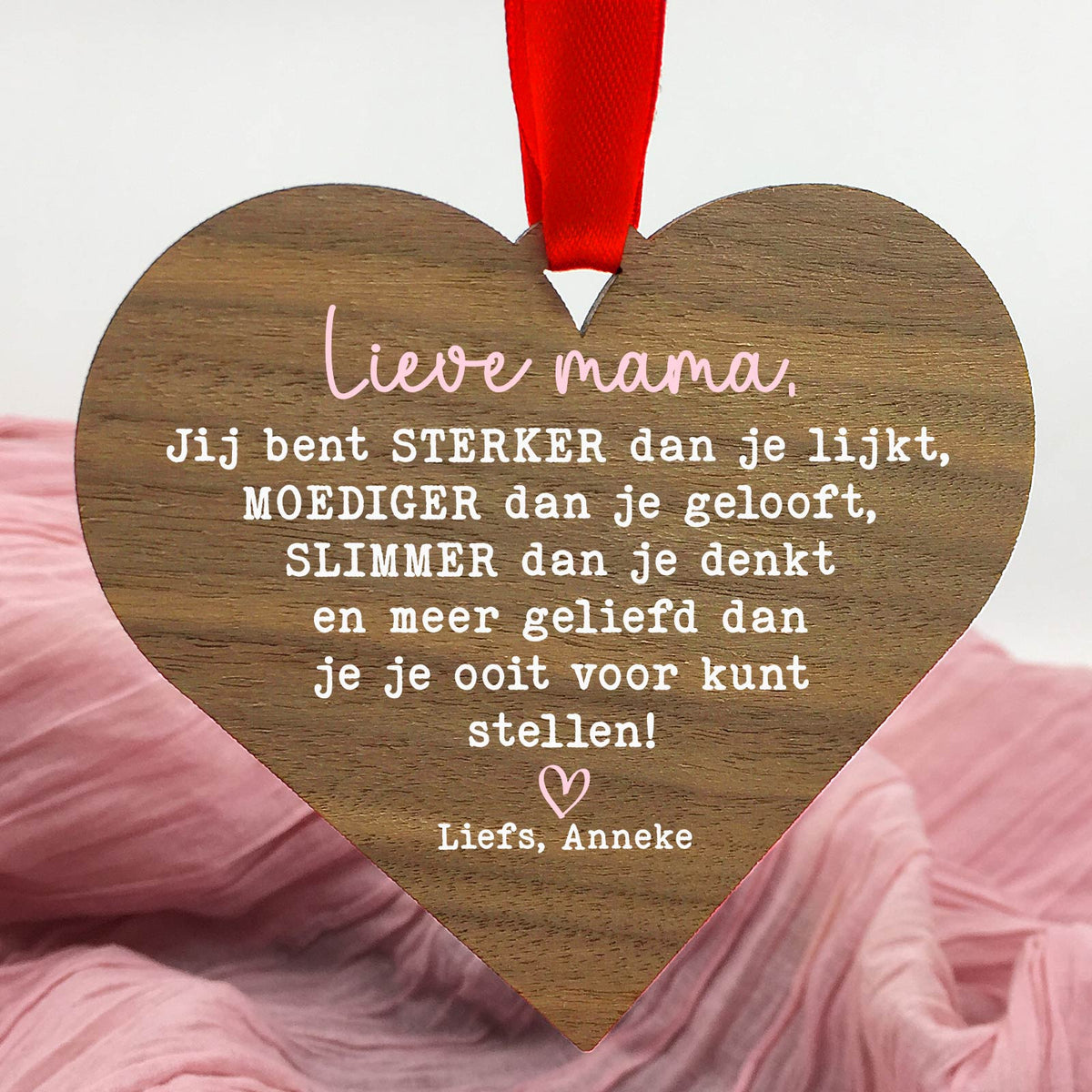 je bent sterker dan je lijkt - Hart van walnoot hout - Bella Mia