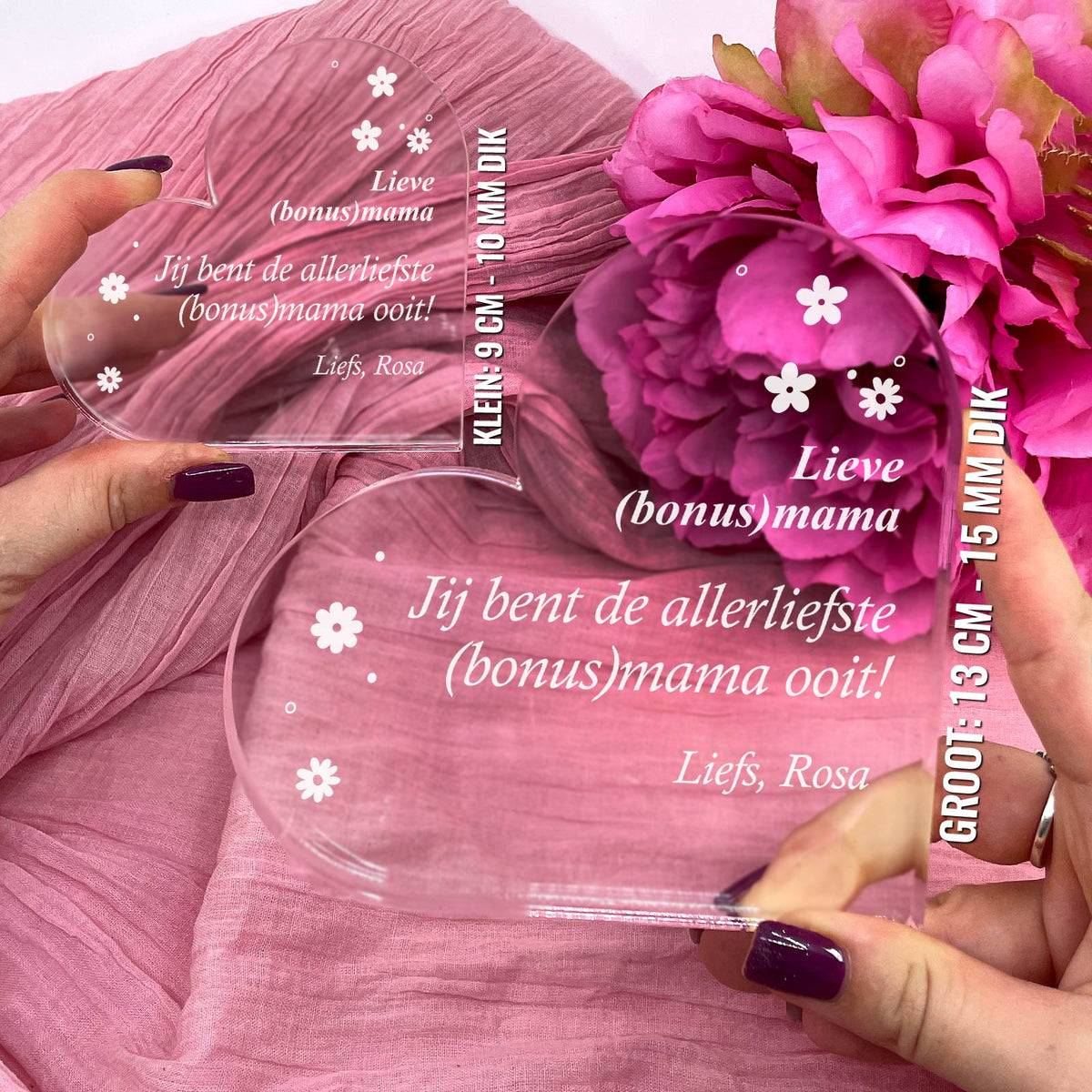 Jij bent de Allerliefste Bonusmama Ooit - Hart van Plexi Glas - Bella Mia