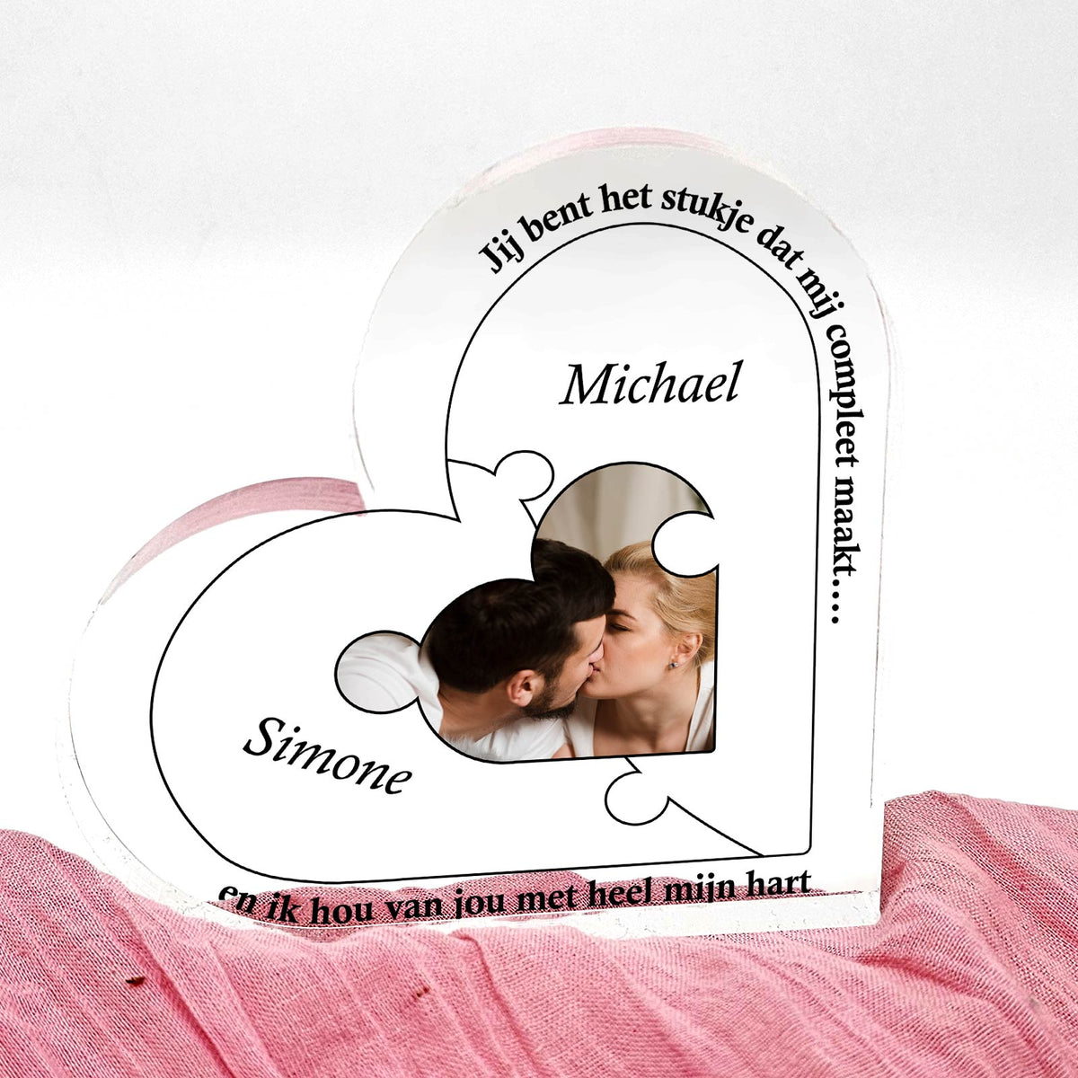 Jij bent het stukje - Foto op hart van plexiglas - Bella Mia