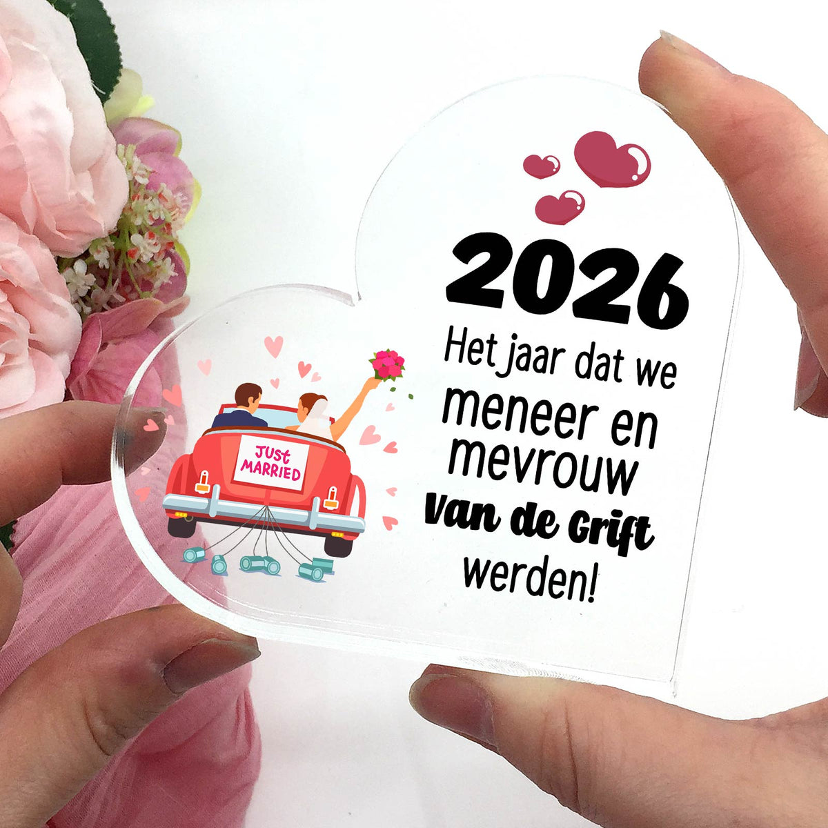 Just married! - Plexiglas Hart - Bella Mia