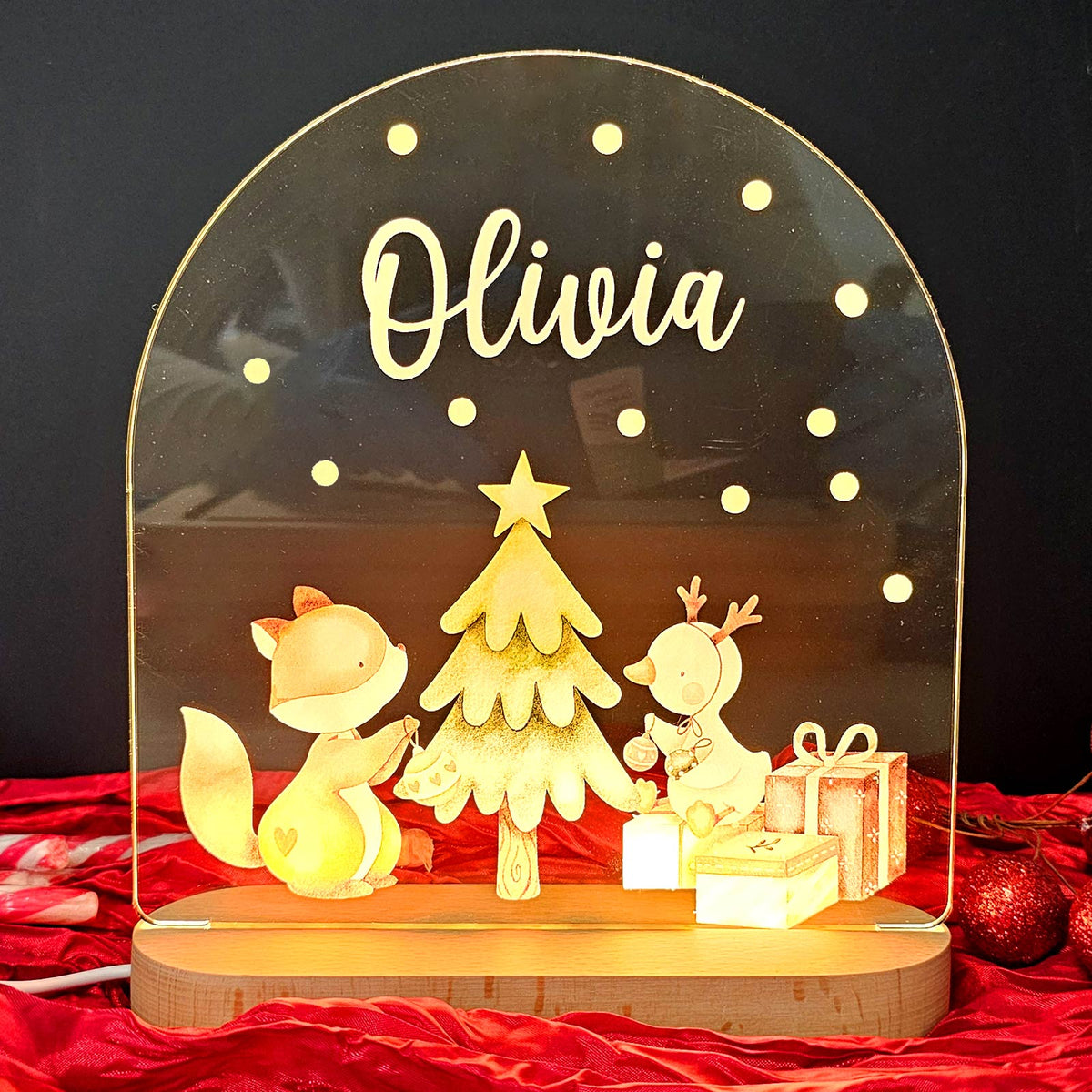 Kerst Bedlampje met eigen naam - Bella Mia