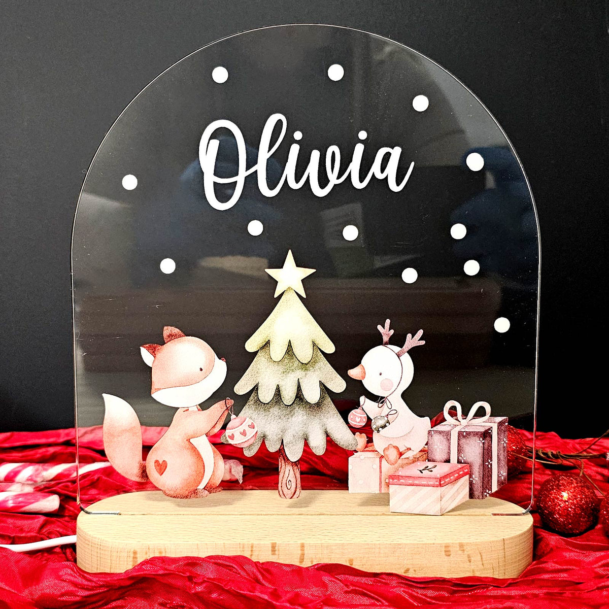 Kerst Bedlampje met eigen naam - Bella Mia