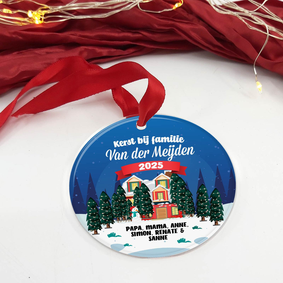 Kerst met het gezin - Plexiglas Kerstbal - Bella Mia