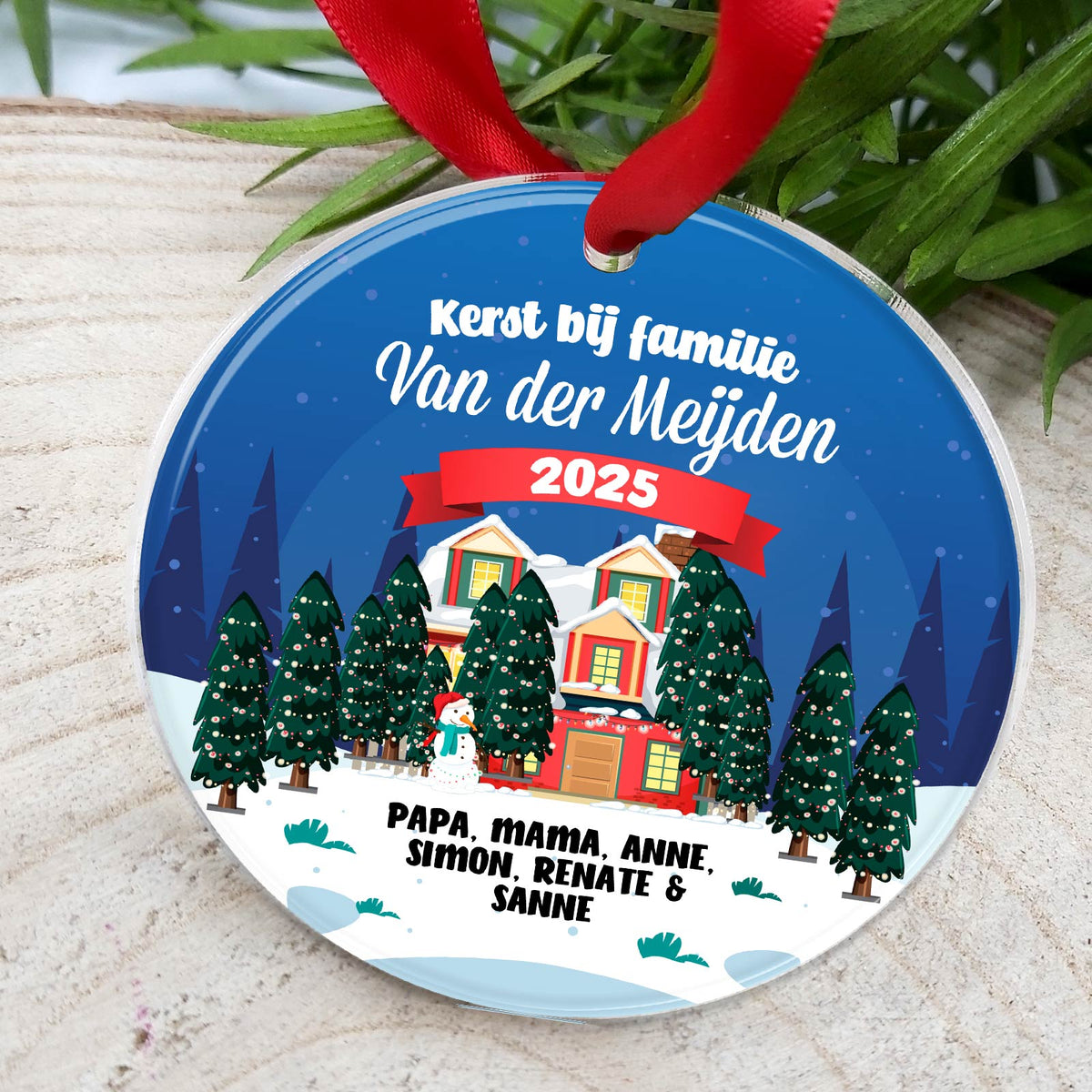 Kerst met het gezin - Plexiglas Kerstbal - Bella Mia