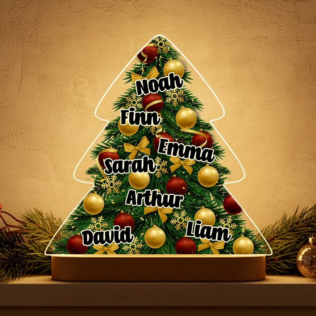 Kleurrijke kerstboom met namen - Ledlamp - Bella Mia