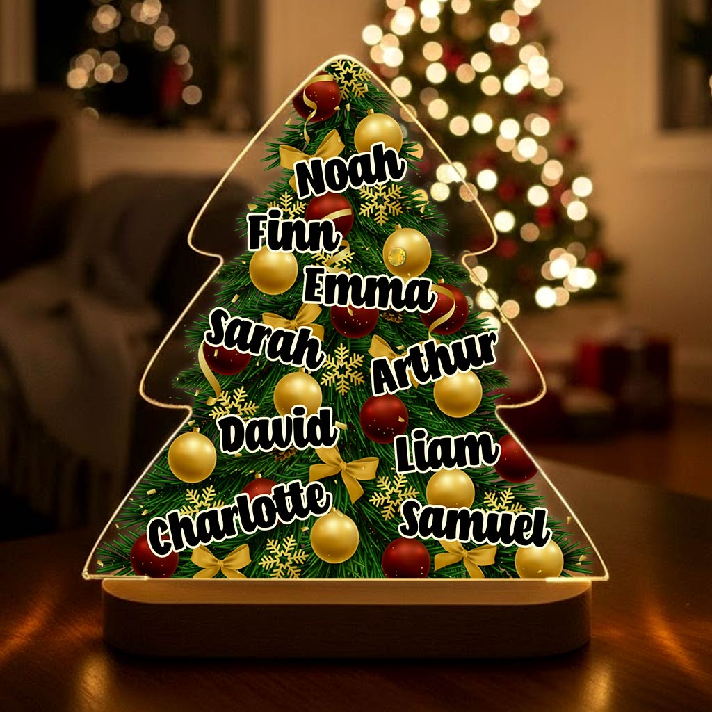 Kleurrijke kerstboom met namen - Ledlamp - Bella Mia
