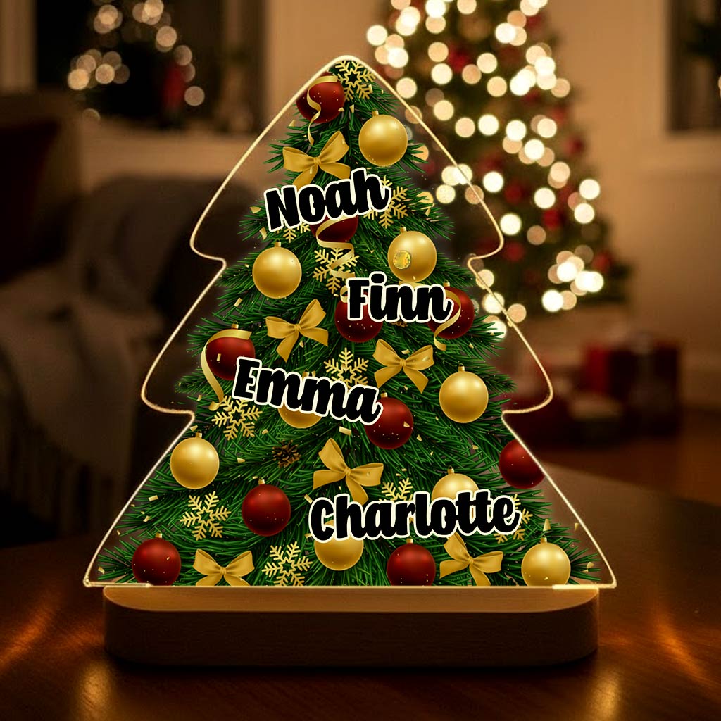 Kleurrijke kerstboom met namen - Ledlamp - Bella Mia