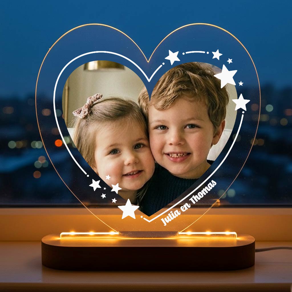 Lamp met namen en foto van de kids - Bella Mia