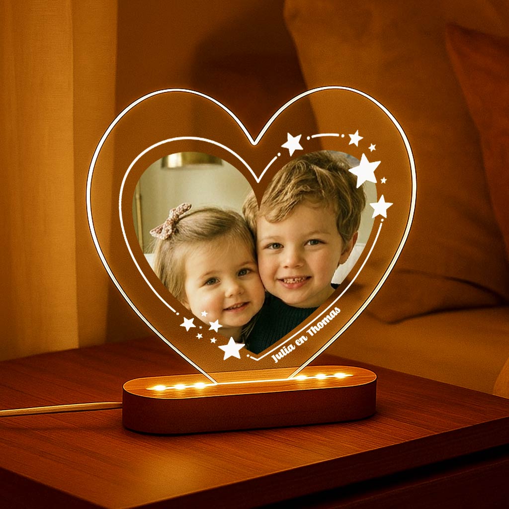 Lamp met namen en foto van de kids - Bella Mia