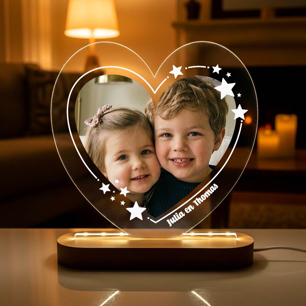 Lamp met namen en foto van de kids - Bella Mia