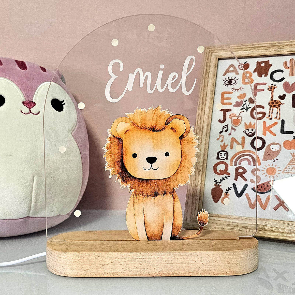 Leeuw nachtlampje met eigen naam - Bella Mia