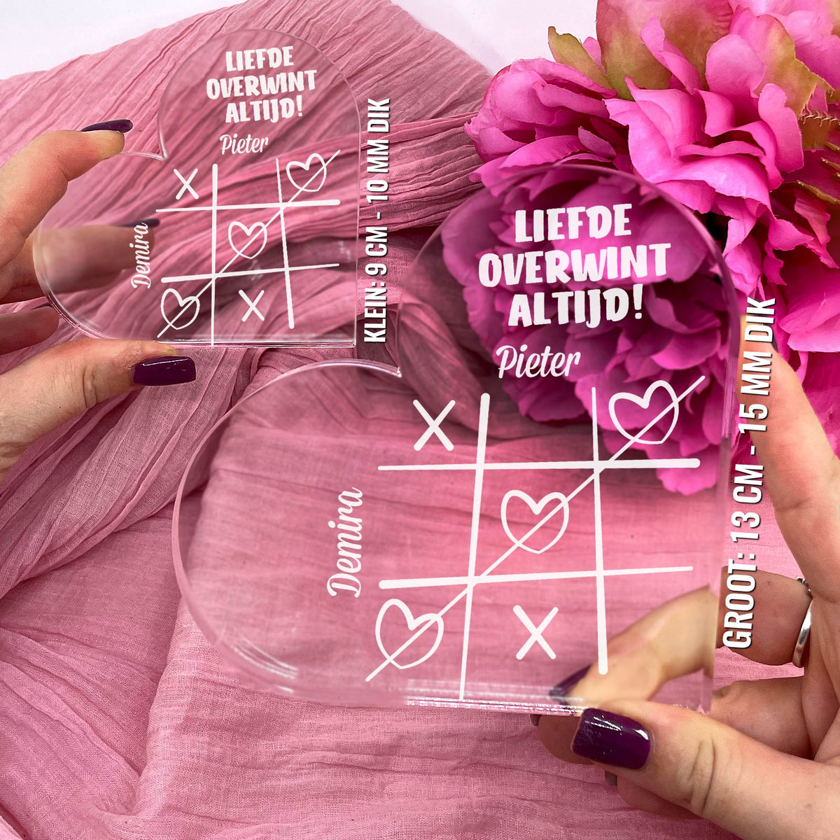 Liefde Overwint Altijd Hart van Plexi Glas - Bella Mia