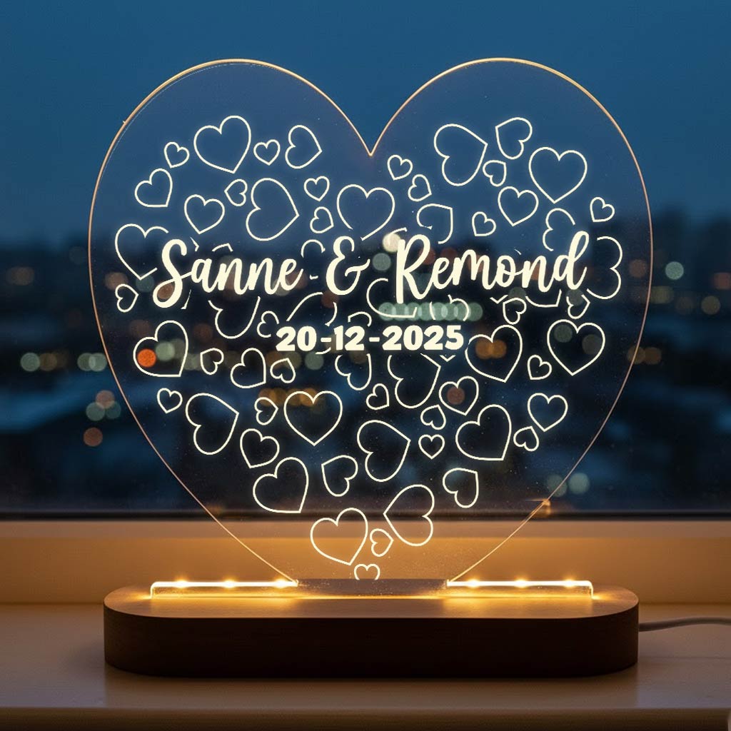 Liefdesbom met eigen namen - Ledlamp - Bella Mia