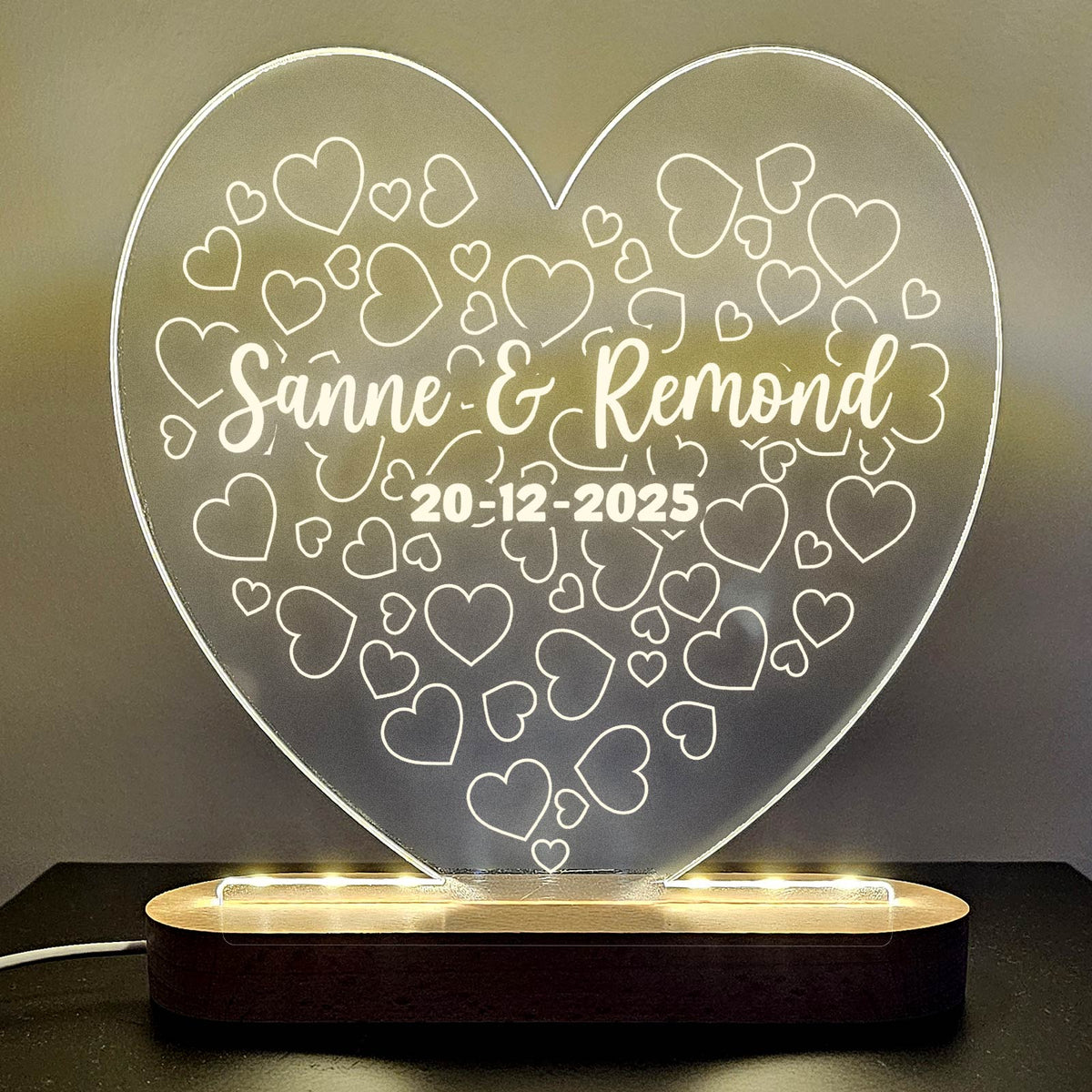 Liefdesbom met eigen namen - Ledlamp - Bella Mia