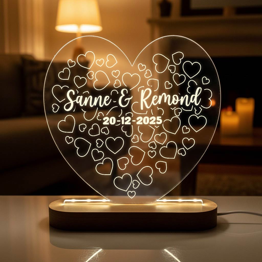 Liefdesbom met eigen namen - Ledlamp - Bella Mia