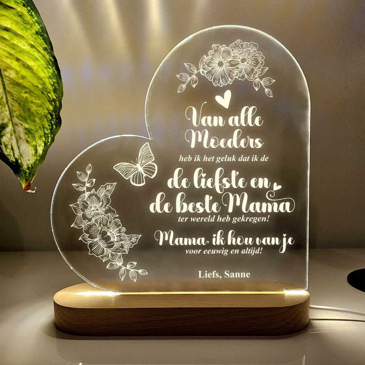 Liefste en beste mama - Ledlamp - Bella Mia