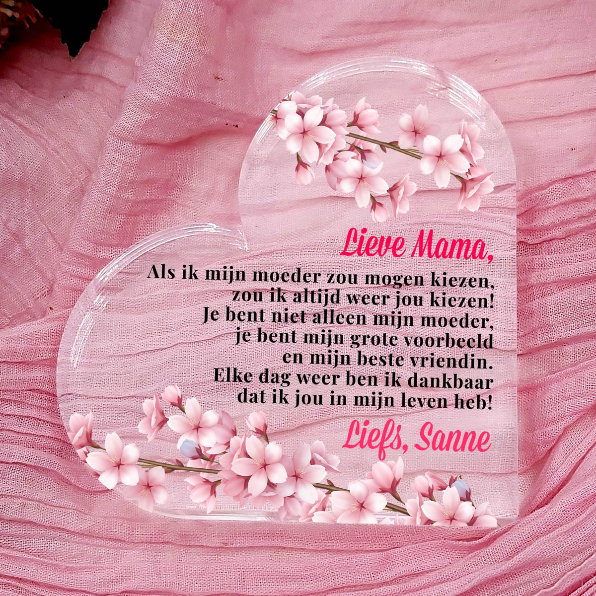 Mama, ik zou altijd jou kiezen Plexi Hart - Bella Mia