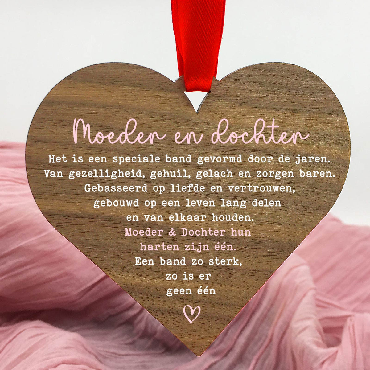 Moeder en Dochter - Hart van walnoot hout - Bella Mia