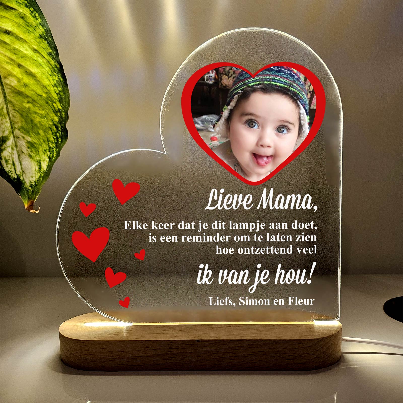 Moederdaglampje met jouw eigen foto! - Bella Mia