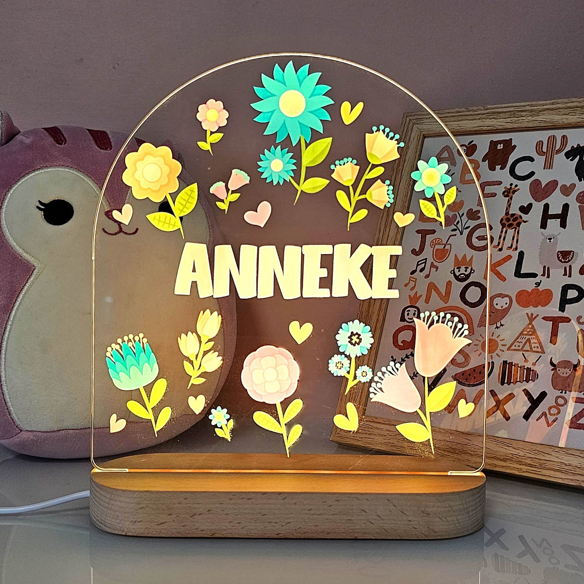 Nachtlampje met bloemenmotief - Bella Mia