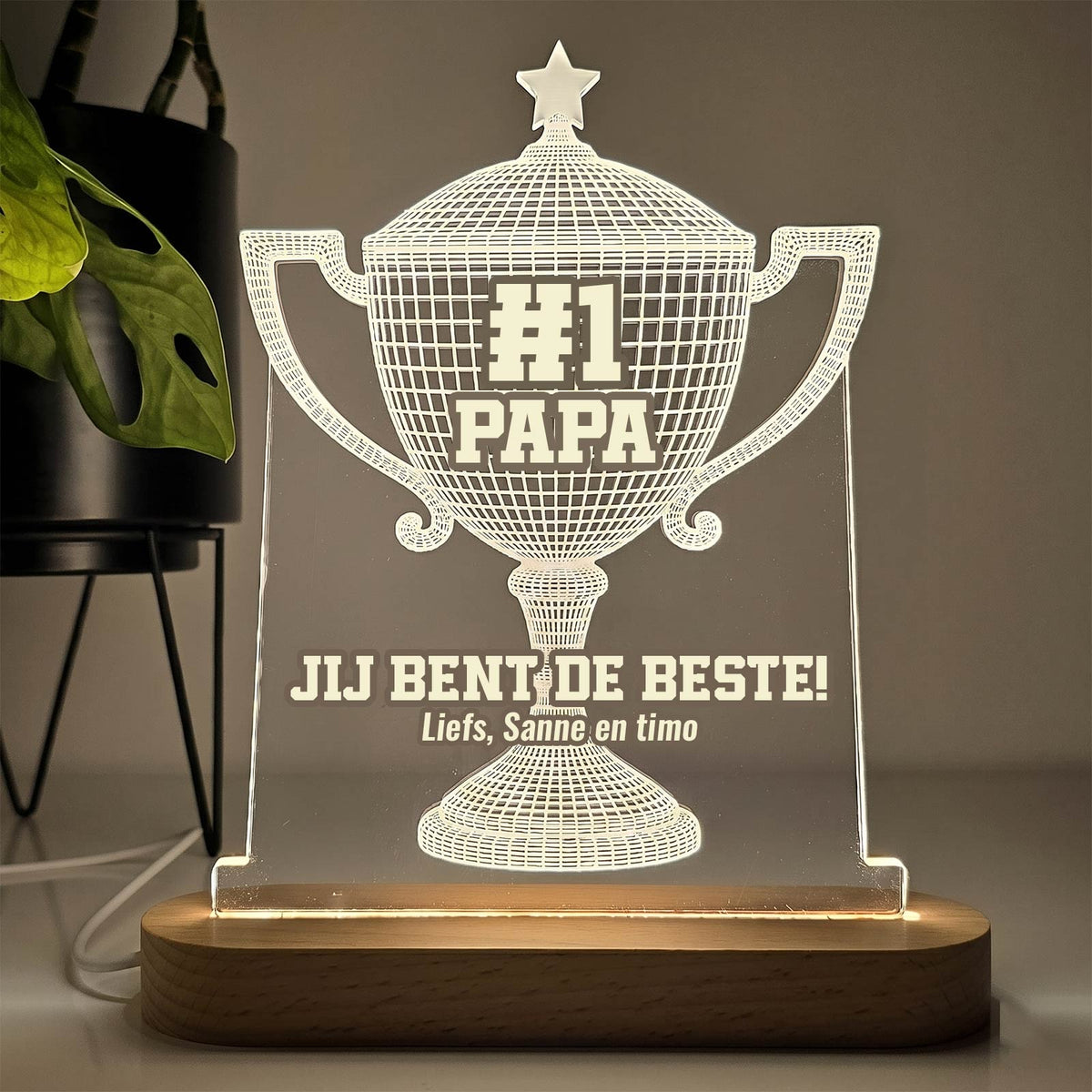 Nummer 1 papa 3d lampje - Bella Mia