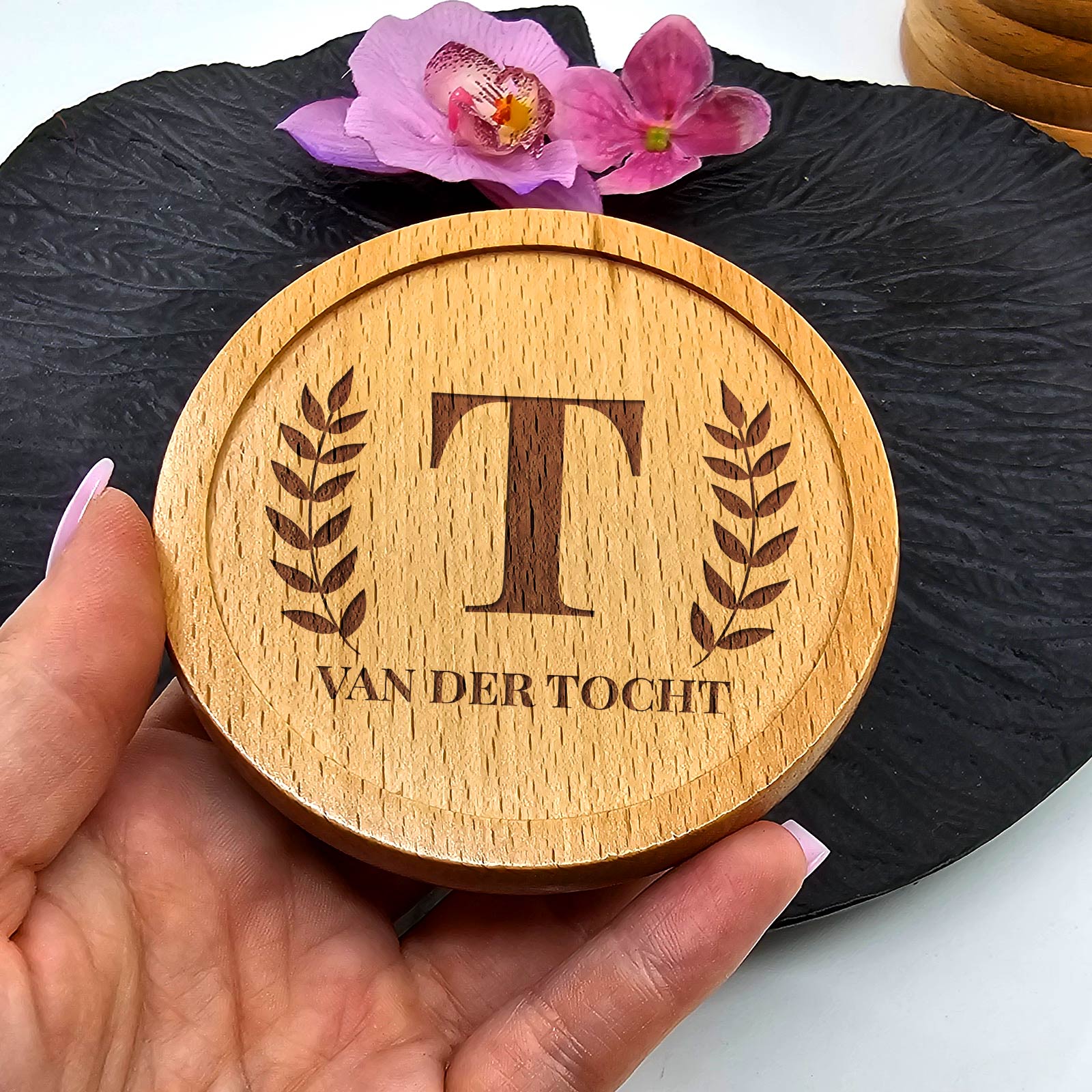 Onderzetter met Initiaal en Achternaam - Bella Mia