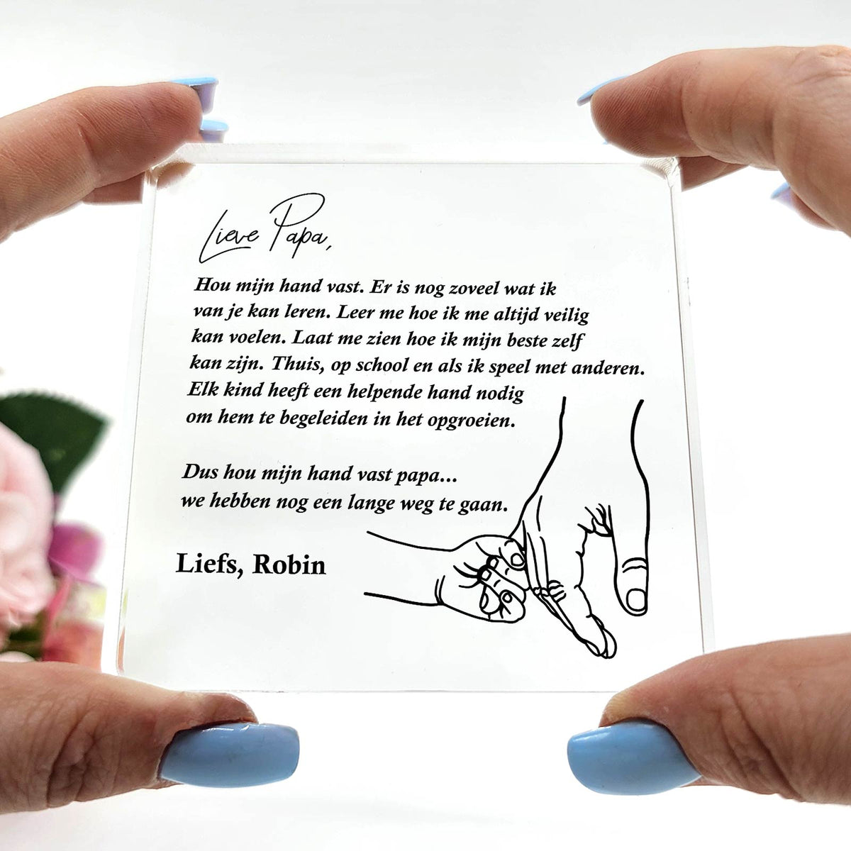 Papa hou mijn hand vast - Plexi Glas Plaque - Bella Mia