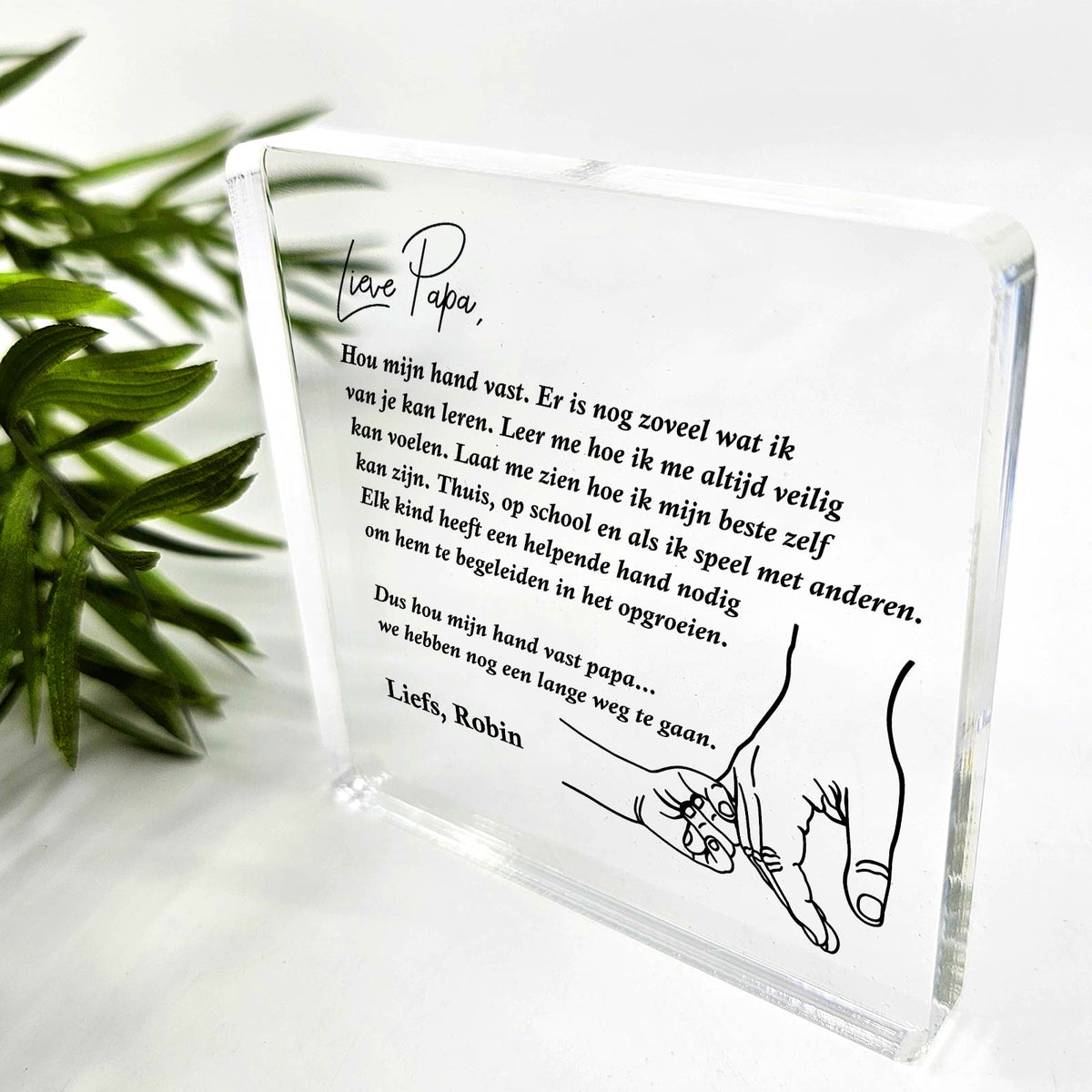 Papa hou mijn hand vast - Plexi Glas Plaque - Bella Mia