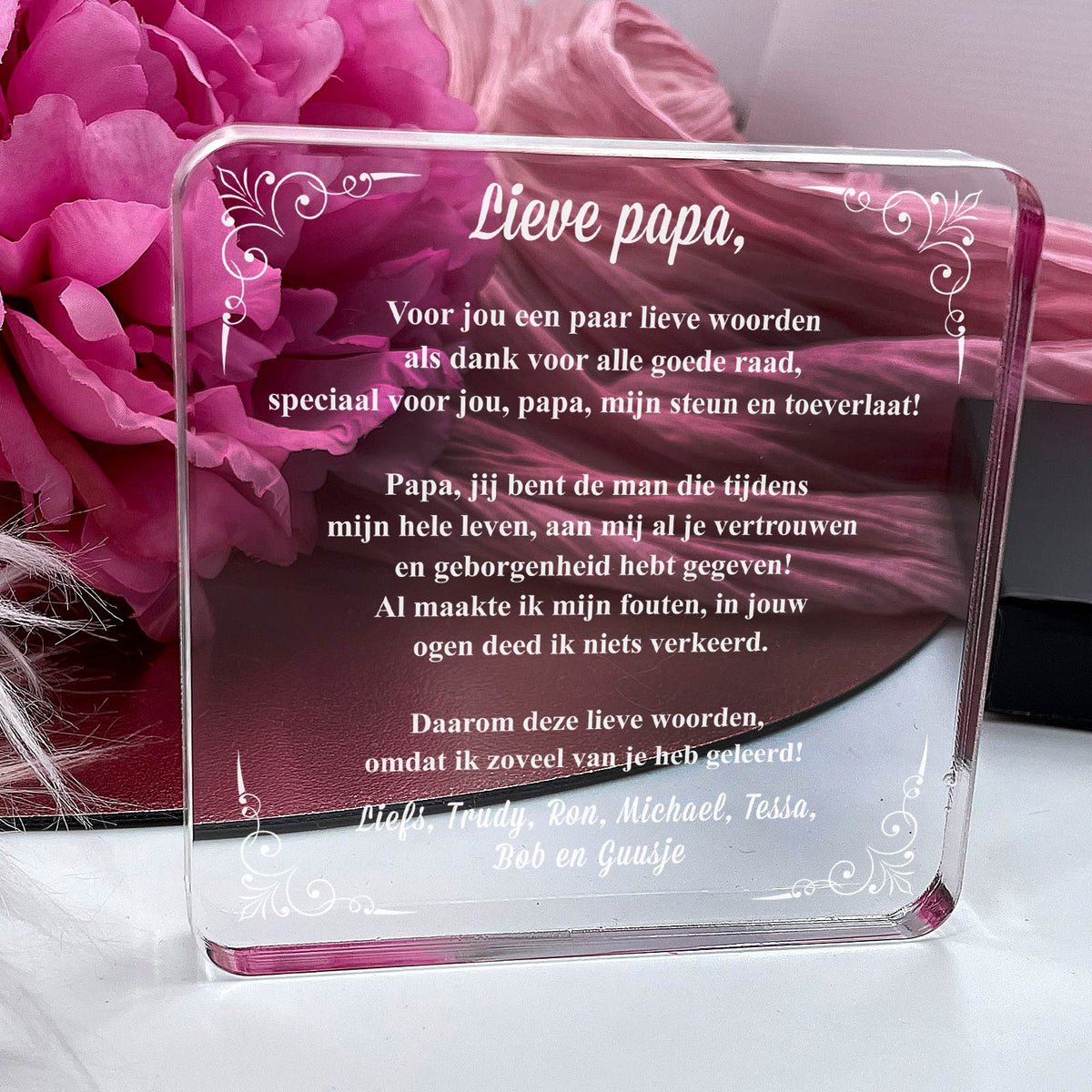 Papa Mijn Steun En Toeverlaat Plexi Glas Cadeau - Bella Mia