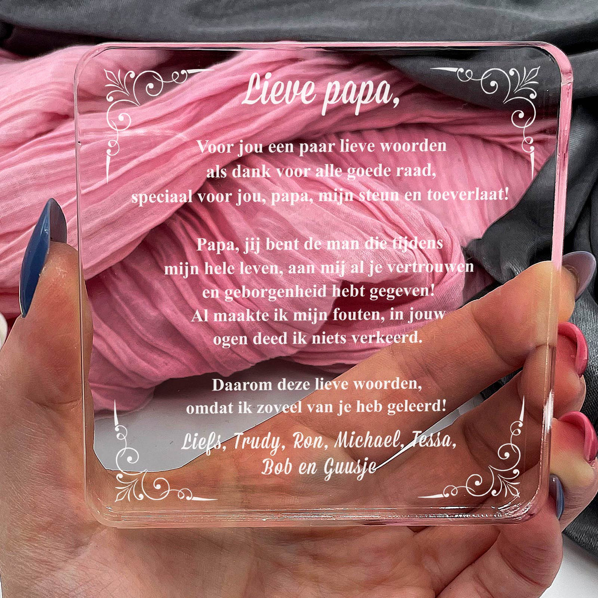 Papa Mijn Steun En Toeverlaat Plexi Glas Cadeau - Bella Mia