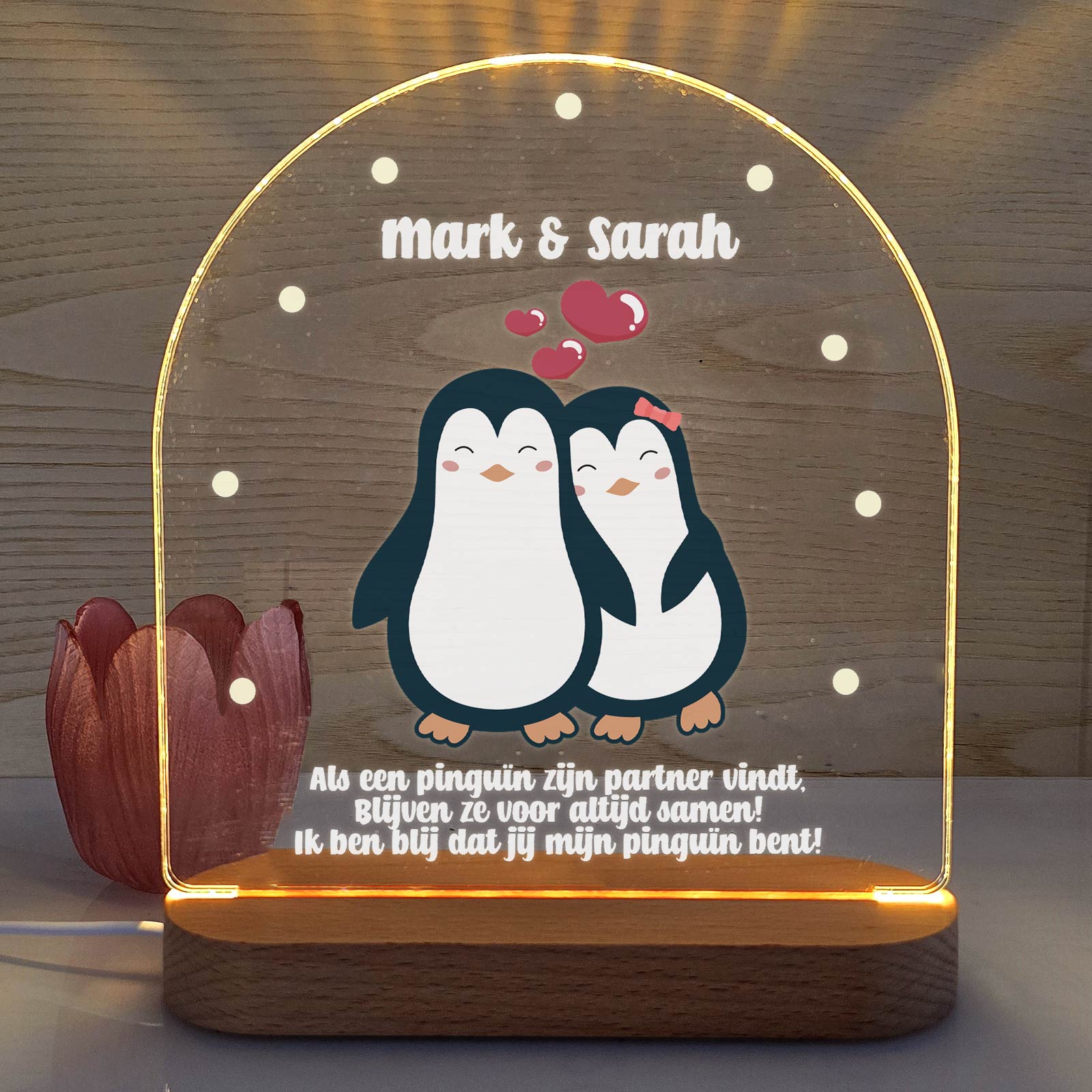 Penguïn Partners - Ledlamp met eigen namen - Bella Mia