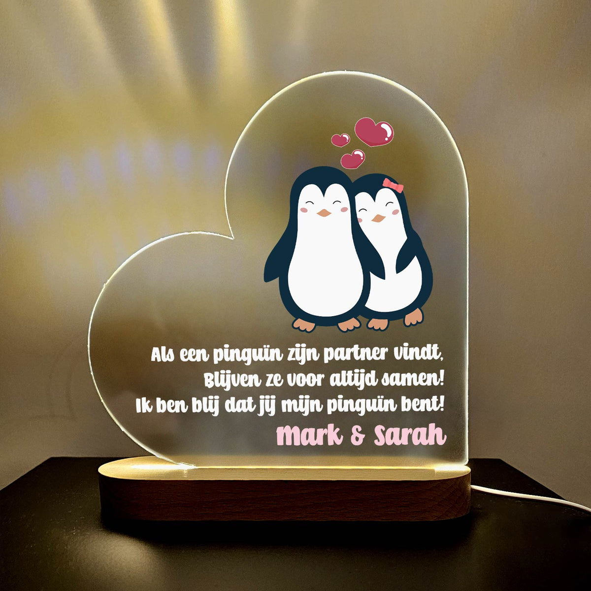 Pinguïn Partners - Hart Ledlamp - Bella Mia