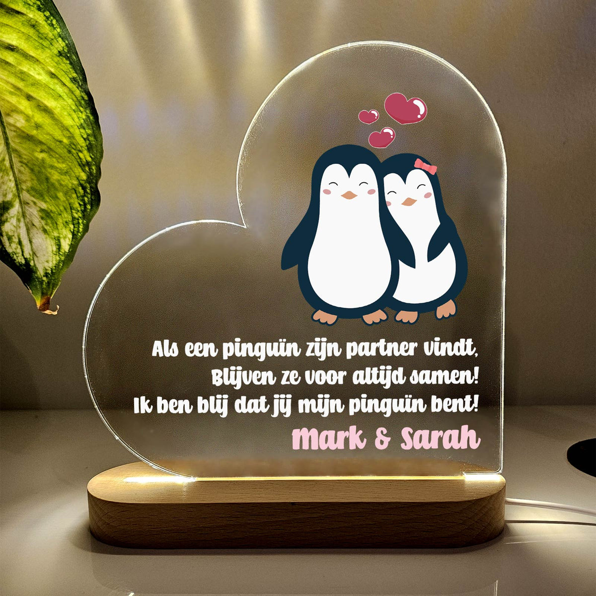 Pinguïn Partners - Hart Ledlamp - Bella Mia