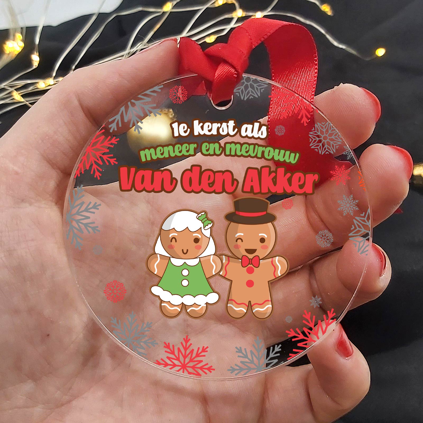 Kerstkoekjes: 1e kerst Getrouwd! - Plexiglas Kerstbal - Bella Mia