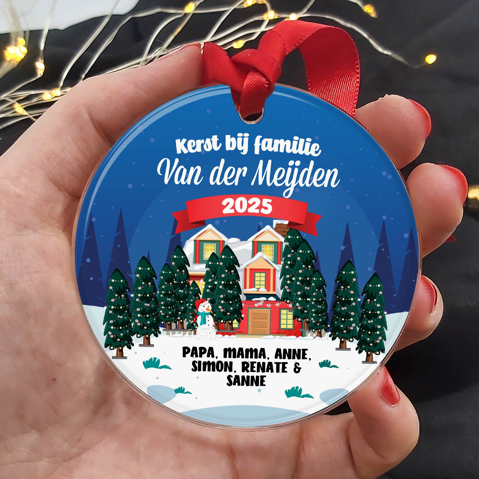 Kerst met het gezin - Plexiglas Kerstbal