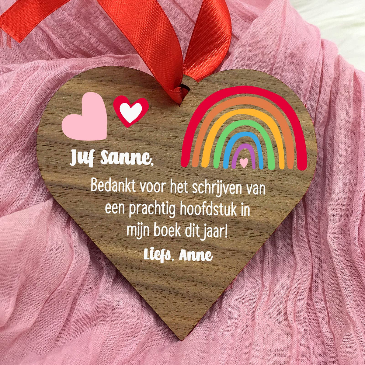 Prachtig hoofdstuk - Hart van walnoot hout - Bella Mia