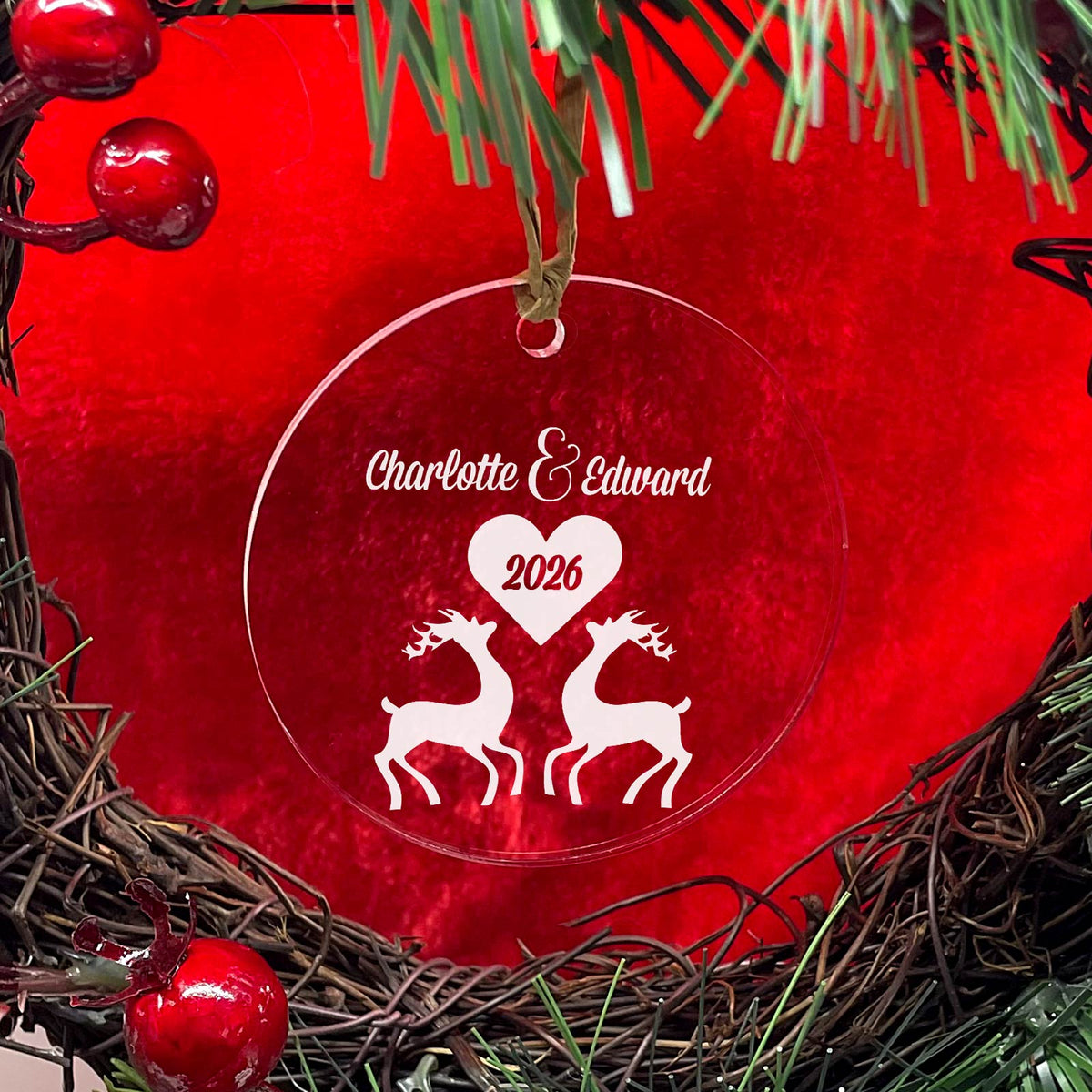 Rendieren Liefde Plexiglas Kerstbal - Bella Mia