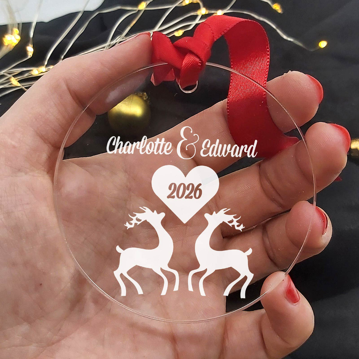 Rendieren Liefde Plexiglas Kerstbal - Bella Mia