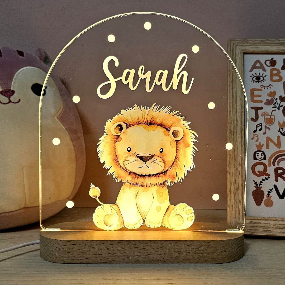 Retro Knuffeldiertjes - Nachtlampje met naam - Bella Mia