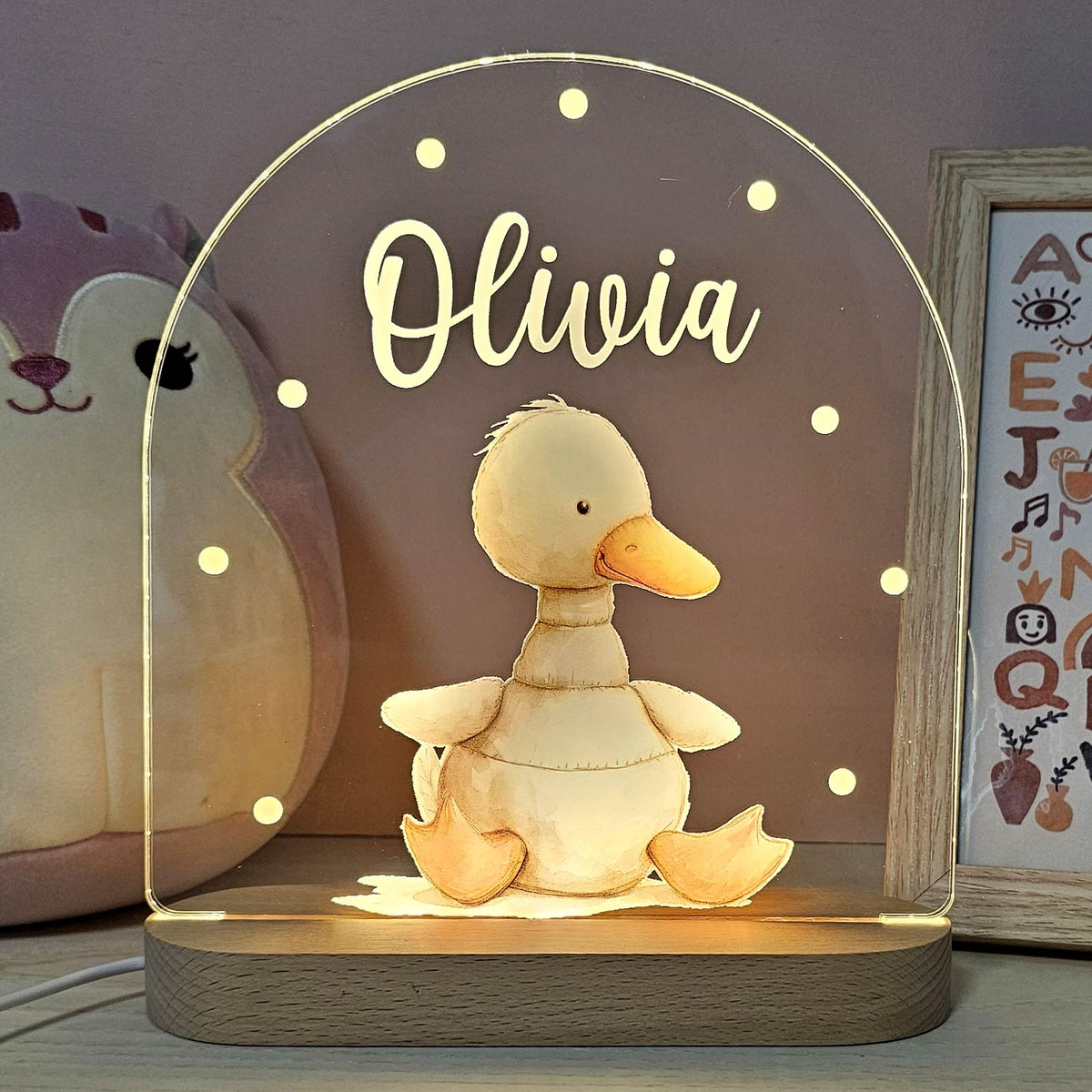 Retro Knuffeldiertjes - Nachtlampje met naam - Bella Mia