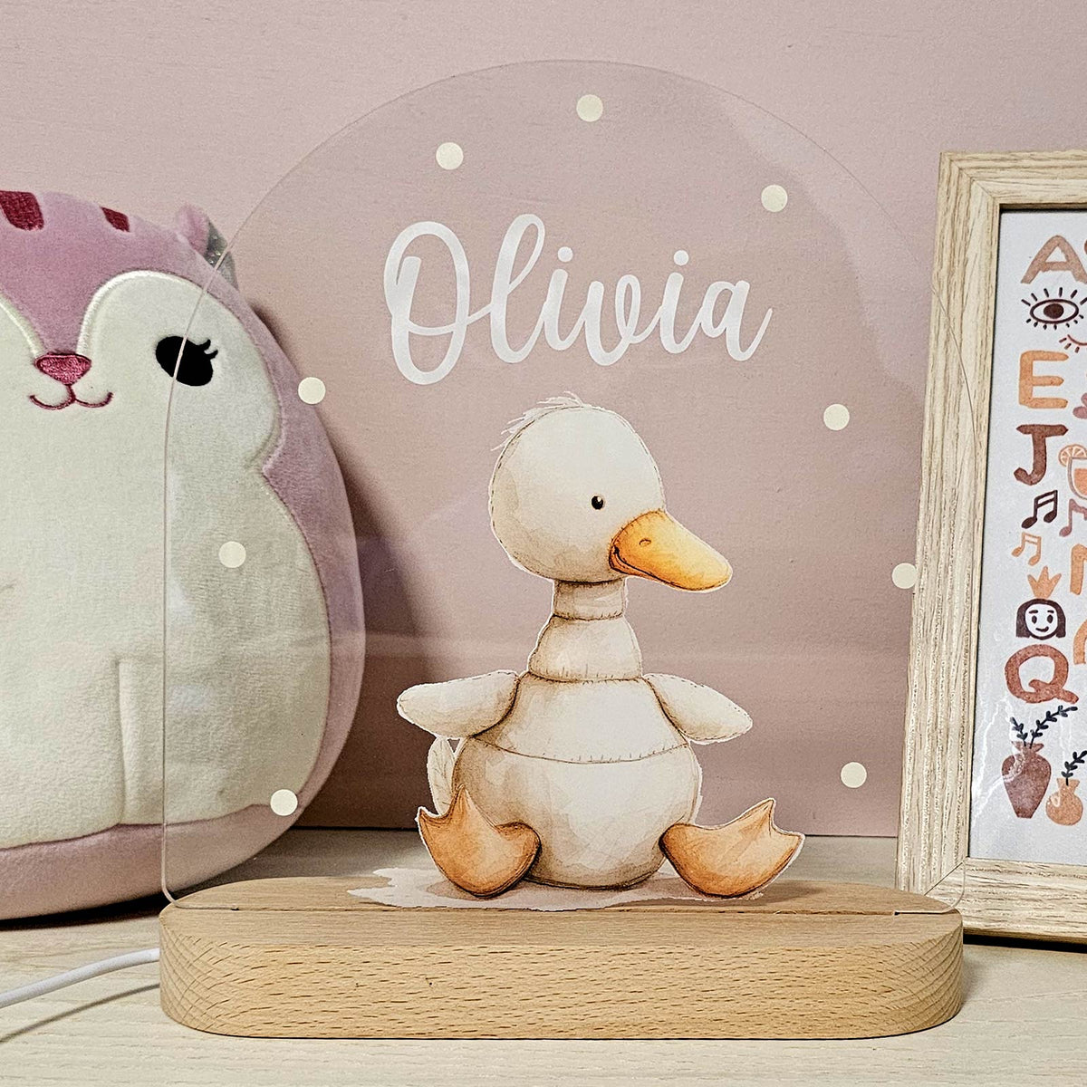 Retro Knuffeldiertjes - Nachtlampje met naam - Bella Mia