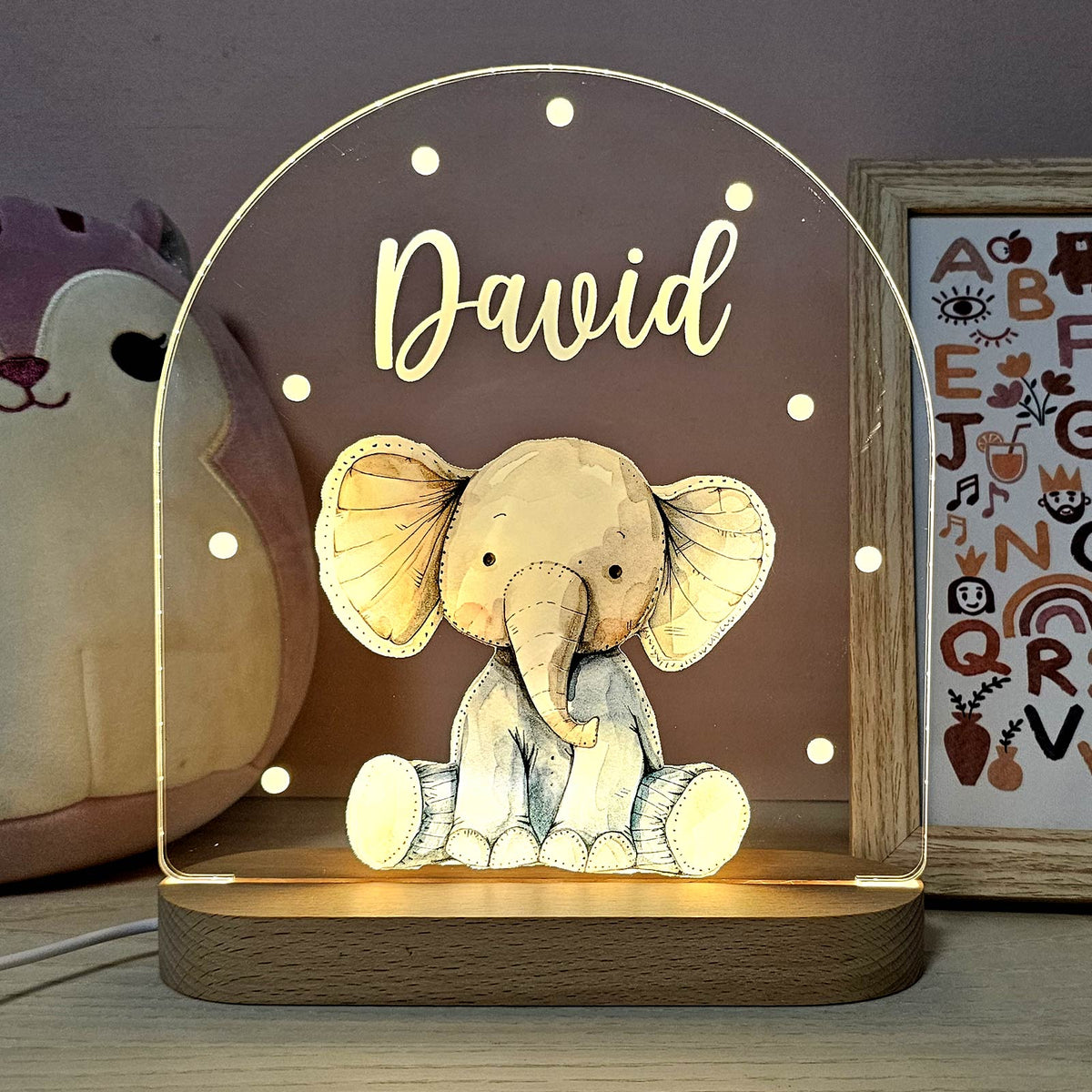 Retro Knuffeldiertjes - Nachtlampje met naam - Bella Mia