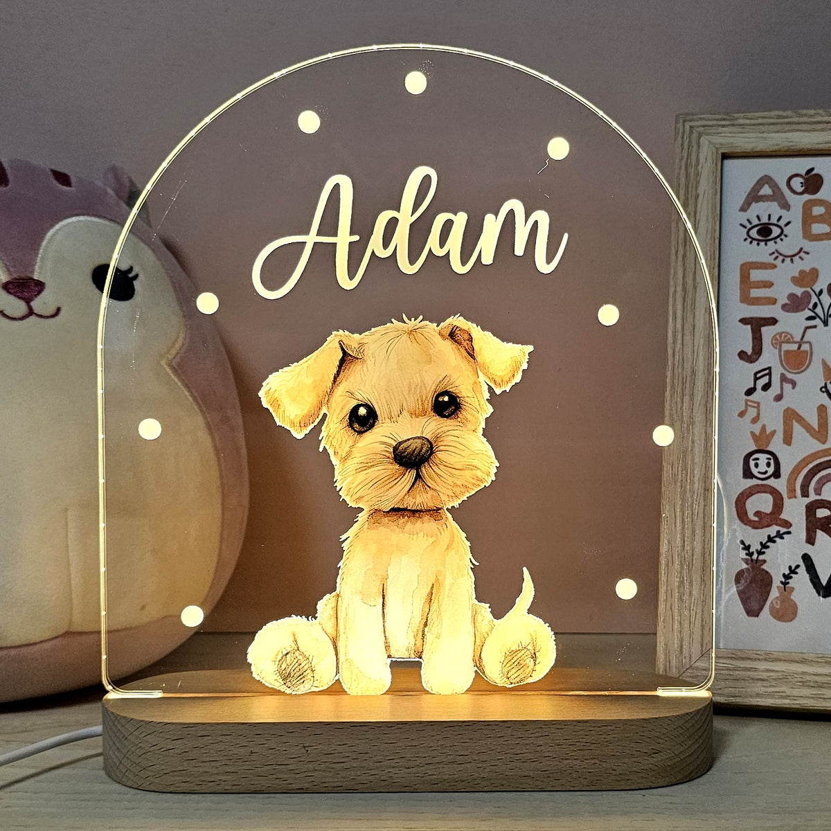 Retro Knuffeldiertjes - Nachtlampje met naam - Bella Mia