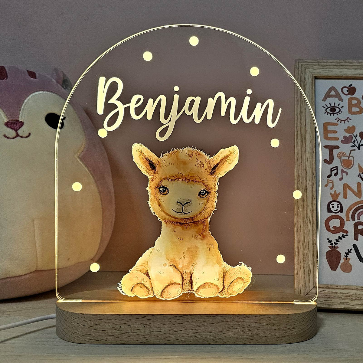 Retro Knuffeldiertjes - Nachtlampje met naam - Bella Mia