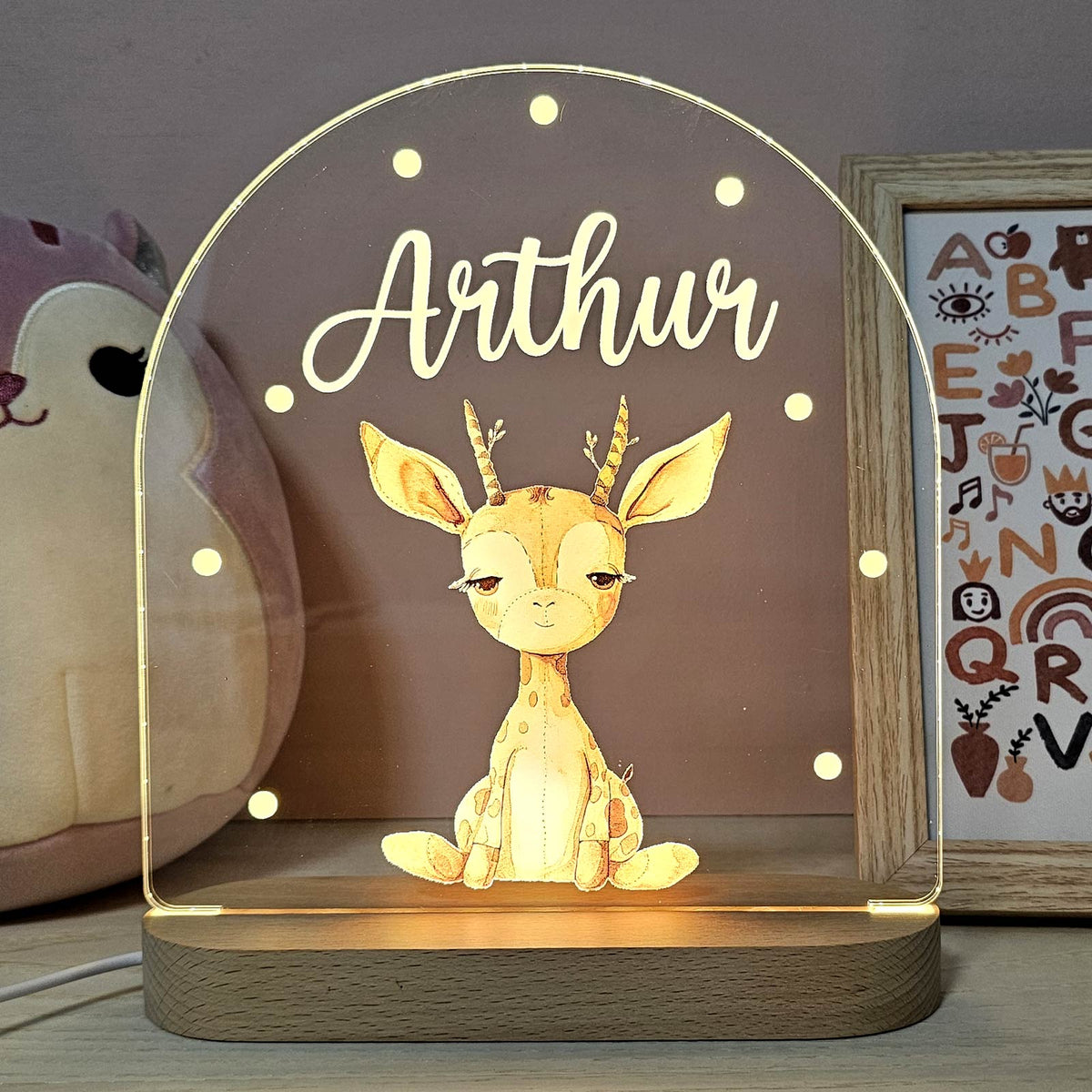 Retro Knuffeldiertjes - Nachtlampje met naam - Bella Mia