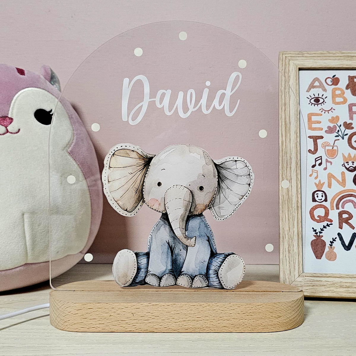Retro Knuffeldiertjes - Nachtlampje met naam - Bella Mia