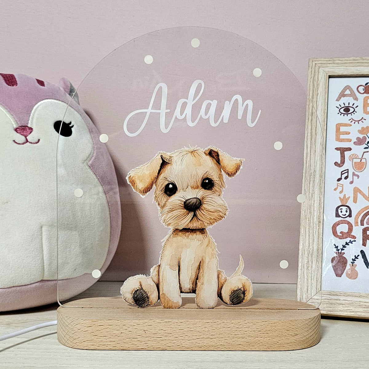 Retro Knuffeldiertjes - Nachtlampje met naam - Bella Mia