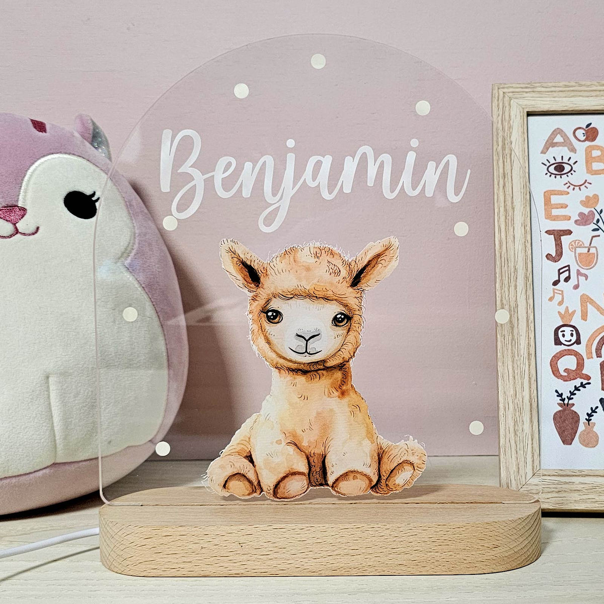 Retro Knuffeldiertjes - Nachtlampje met naam - Bella Mia