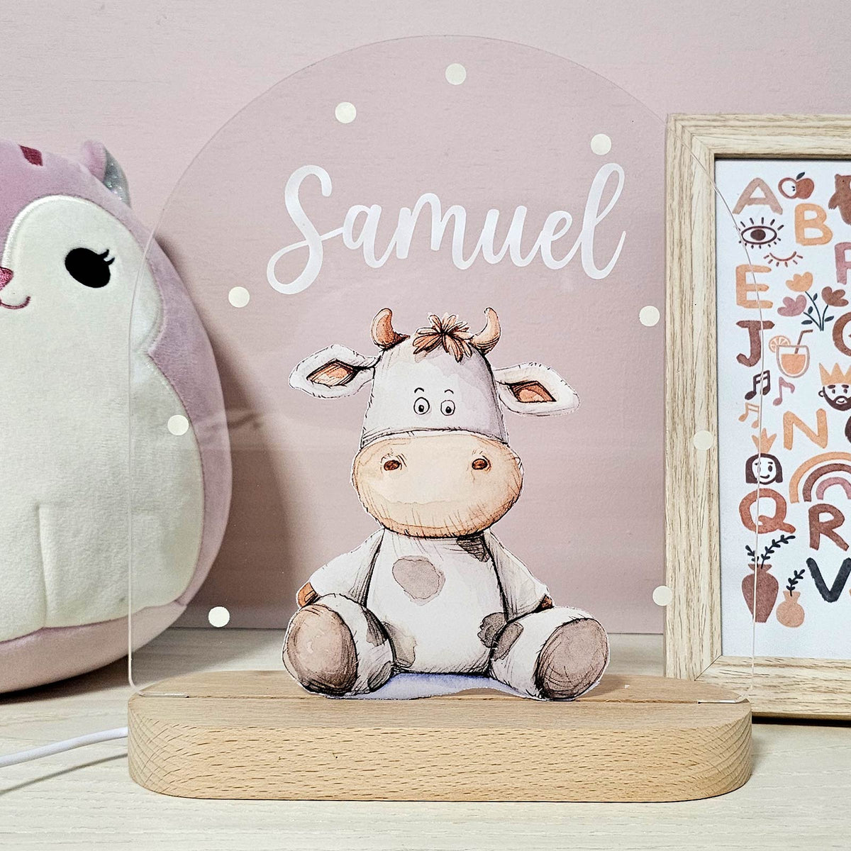 Retro Knuffeldiertjes - Nachtlampje met naam - Bella Mia